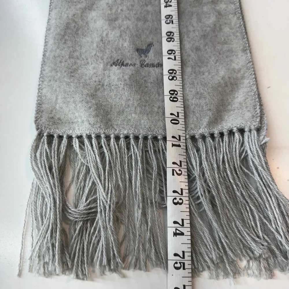Alpaca Camargo Fringe Neck Peruvian Scarf Shawl Gray Cozy Warm Soft Made in Peru